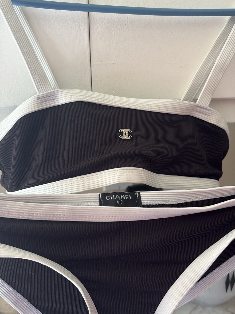 Chanel Black & White Ribbed Bikini